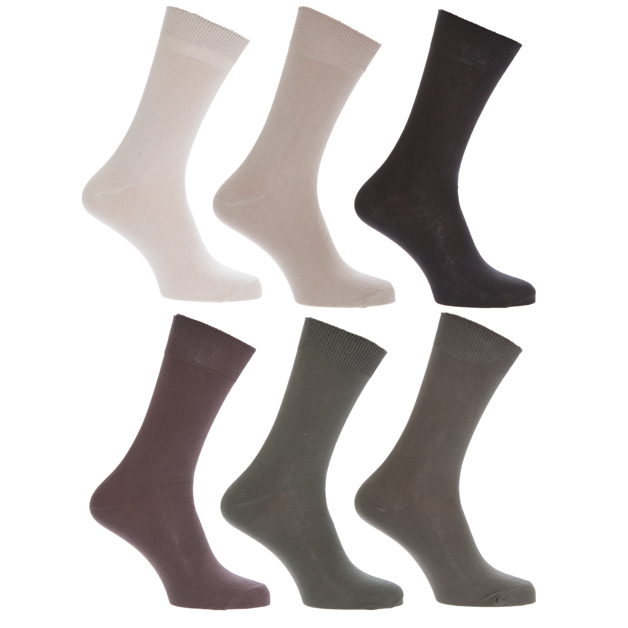 Mens 100 Cotton Plain Work/Casual Socks (Pack Of 6)