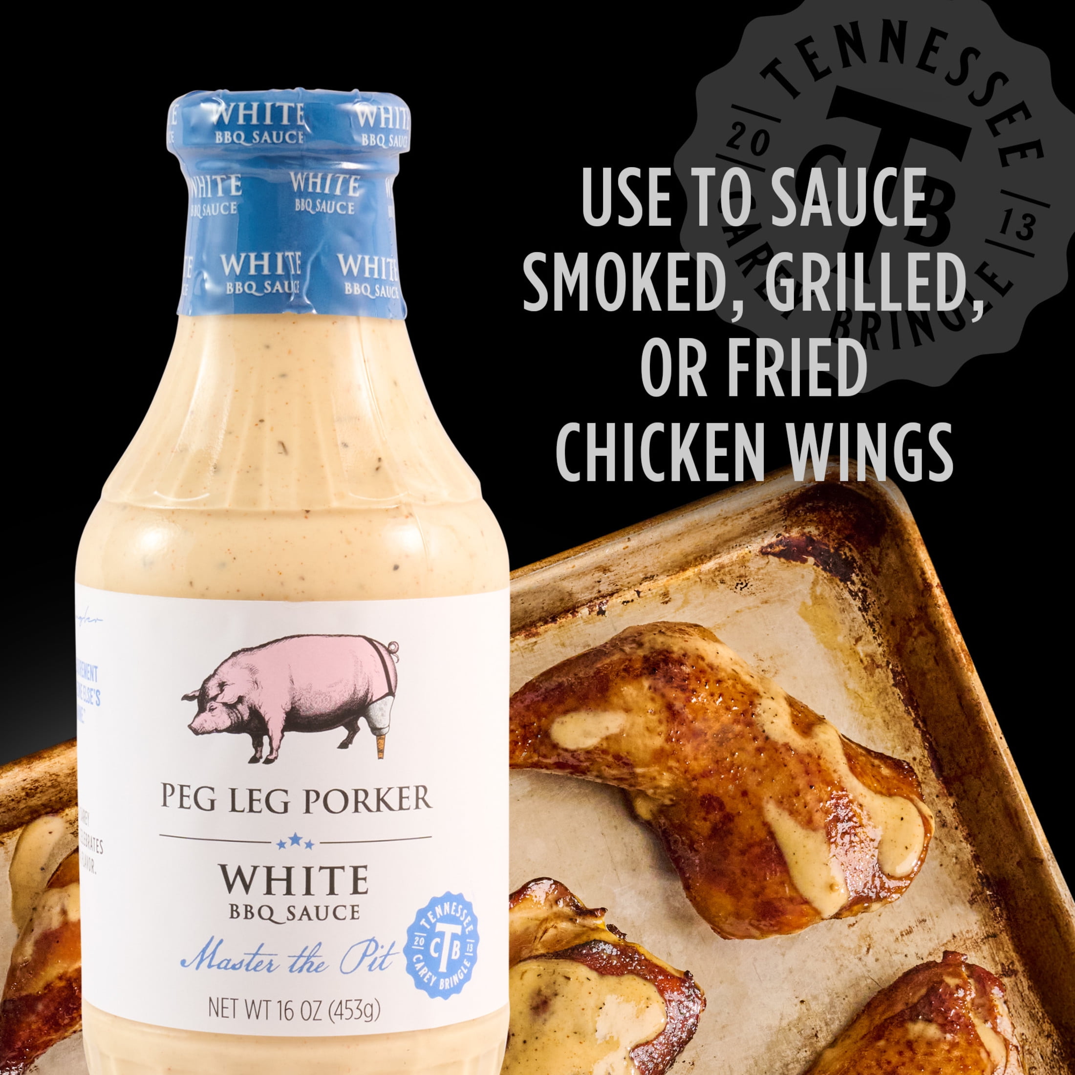 (6 pack) Peg Leg Porker White BBQ Sauce, 16.0 oz Bottle