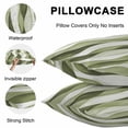 thumbnail image 5 of Throw Pillow Covers 16x16 Inch Set of 2, Sage Green Stripes Waterproof Outdoor Pillow Covers, Retro Farmhouse Abstract Ripple Decorative Cushion Pillowcases for Couch, Sofa, Bed, Garden, Patio, 5 of 9