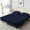 thumbnail image 2 of Js sanders 600 Tc Top Split Head King Sheet Set for Adjustable beds - Sleep Number Flex Sheets - 28" Split Top 100% Sheets - Cotton Sheet Set - Navy Blue - 15 inch Deep pocket, 2 of 8