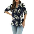 thumbnail image 5 of VERABENDI Women's Plus Size Tops 3/4 Sleeve Shirts Dressy Casual Metal Buckle V-Neck Tunic Blouses,M-4XL, 5 of 11