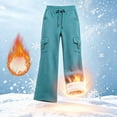 thumbnail image 4 of Hilenly Plus Size Cargo Pants Women Baggy Wide Leg Fleece Lined Pants Drawstring Waisted Y2k Low Rise Flare Pants with Pockets, 4 of 6