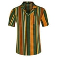thumbnail image 5 of Unique Bargains Men's Striped Short Sleeves Button Down Print Shirt L Yellow Green, 5 of 6