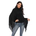 thumbnail image 2 of FANNYC Women Winter Knitted Sweater Pullover Shawl Cloak Coat Texture Oversized Loose Baggy Tassel Fringed Poncho Cape Wrap Jumper With Irregular Hem, 2 of 6