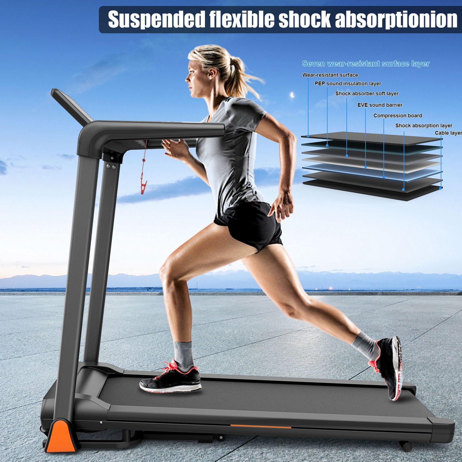 Folding Treadmill for Home, 3.5HP Quiet Brushless Treadmills with Handle 330 lbs Capacity, 4% Incline, LED Display & APP Control, Compact Foldable Walking Pad for Home Apartment Office
