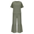 thumbnail image 5 of Bovxnpu Summer Casual Outfits For Women, 2 Piece Lounge Sets, Women'S Spring/Summer Round Neck Casual Solid Color Cotton/Linen Short Sleeve Pants Suit M, 5 of 5