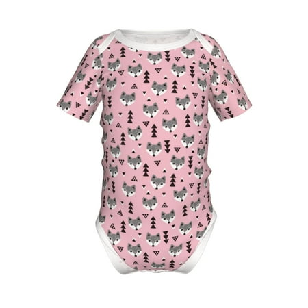 

Adobk Cute Fox Pink Tree Print Baby Climbing Clothes Jumpsuit Rompers Classic Rompers Child Short sleeve Bodysuits-18 Months