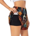 thumbnail image 3 of Lsque Cute Colorful Flower French Bulldog Printed Women's Running Shorts with Liner Pockets,Elastic Quick Dry Workout Athletic Gym Yoga Shorts,Womens High Waist Shorts-Large, 3 of 9