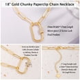 thumbnail image 7 of 18K Gold Plated Paperclip Chain Necklace Fashion CZ Pave Oval Screw Lock Carabiner Clasp Pendant Necklace Geometric Link Chain Layering Jewelry for Women, 7 of 7