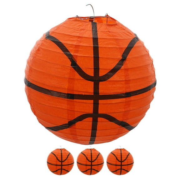 SEWCHICS Sports Ball Hanging Lanterns Orange Paper 4Pcs Basketball Shape Party Atmosphere Creation