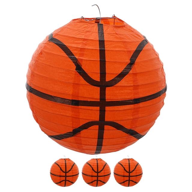 Miangastore 4pcs Basketball Lanterns Foldable Paper Lanterns Sports Theme Birthday Party Decor