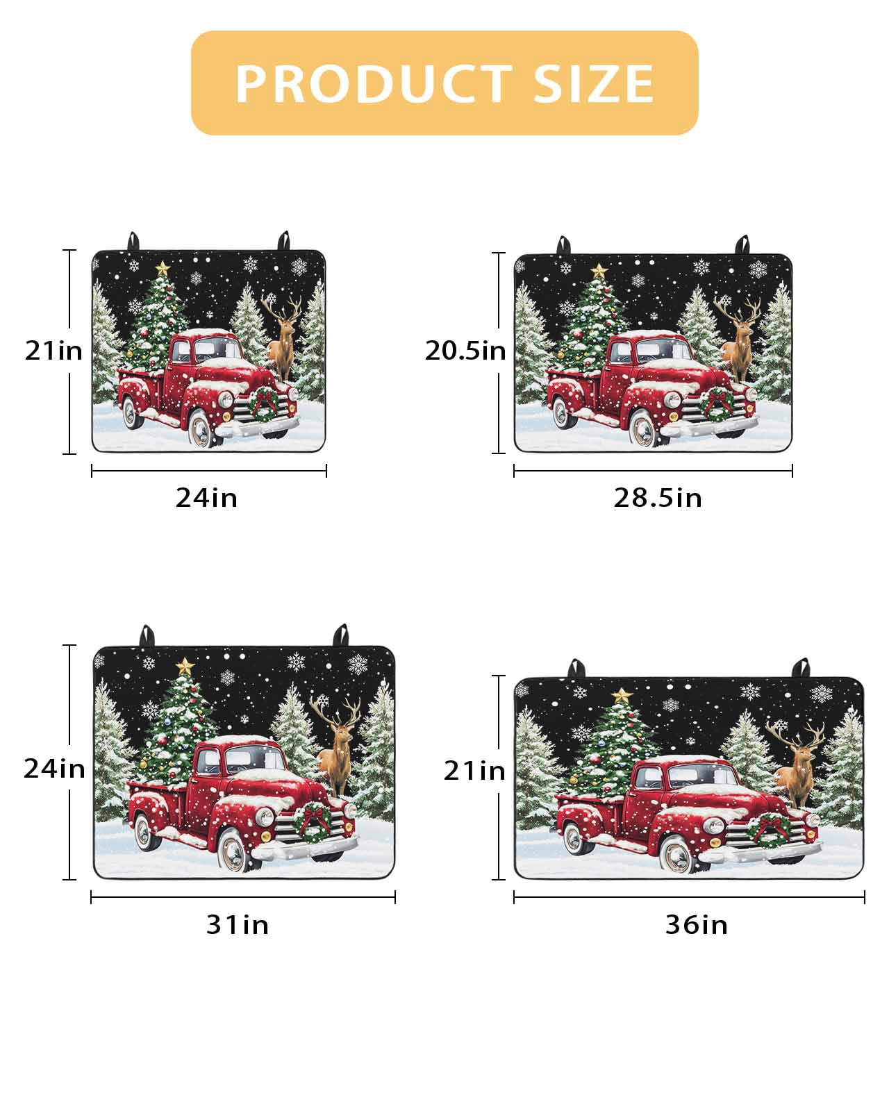 Large Induction Cooktop Protector Mat Christmas Truck Stove Top Covers for Electric Stove, Winter Snowflakes Xmas Tree Deer Black Decorative Stove Burner Cover Mats, Glass Top Stove Cover