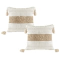 thumbnail image 1 of Juego de 2 fundas de almohada decorativas de 18 x 18 pulgadas, cuadradas, estilo bohemio, con borlas, estilo rústico, para sofá, dormitorio, sala de estar, decoración del hogar, 1 of 5