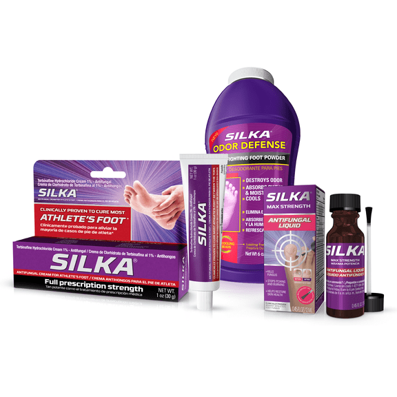 Silka Emergency Foot Care Kit, Max Strength Antifungal Liquid, Odor-Fighting Foot Powder, Antifungal Cream for Athletes Foot, Jock Itch, and Ringworm, Complete Solution for Healthy Feet