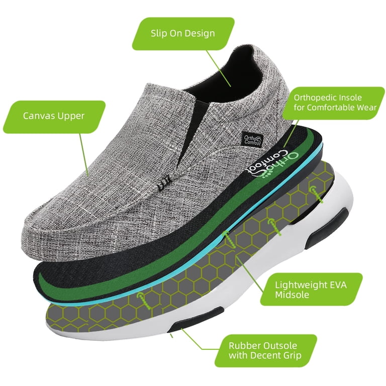 Ortho Comfoot Men\'s Slip On Loafers/Shoes Gray Stability/Cushioning‎ 10 OrthoComfoot Men main image 3