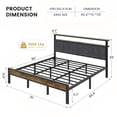 thumbnail image 3 of Kbun King Size Bed Frame with Headboard Storage Metal Platform Bed with Charging Station, Upholstered Tufted Storage Headboard,Noise-Free, No Box Spring Needed, Easy Assembly, Rustic, 3 of 8