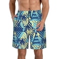 thumbnail image 2 of Uemuo Hawaiian Style Pattern Men's Swim Trunks Hawaiian Beach Bathing Suit Swimsuits Beach Quick-Dry Shorts with Pockets-, 2 of 9