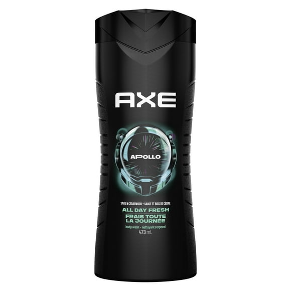 Nettoyant corporel pour une fraîcheur toute la journée, AXE Apollo Sauge et Bois de Cèdre, Gel douche hydratant, 473mL