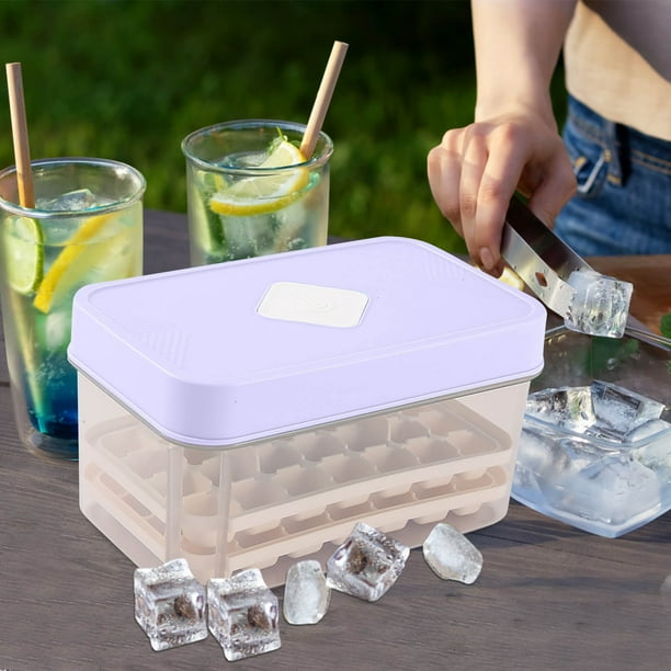 Bandeja de Hielo con Tapa, de Grado Alimenticio, para Hacer Hielo, con 56 Compartimentos, para Refrigerador, para Guardar Cubitos de Hielo
