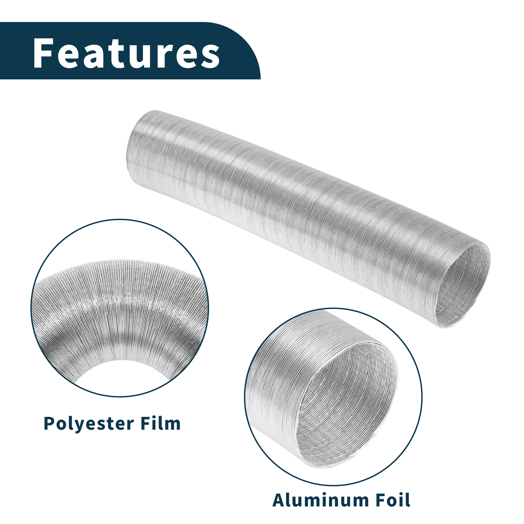 Unique Bargains 75mm Dia 80cm Car Heater Duct Kit Car Heater Duct Pipe Hose Set for Diesel Heater Silver Tone