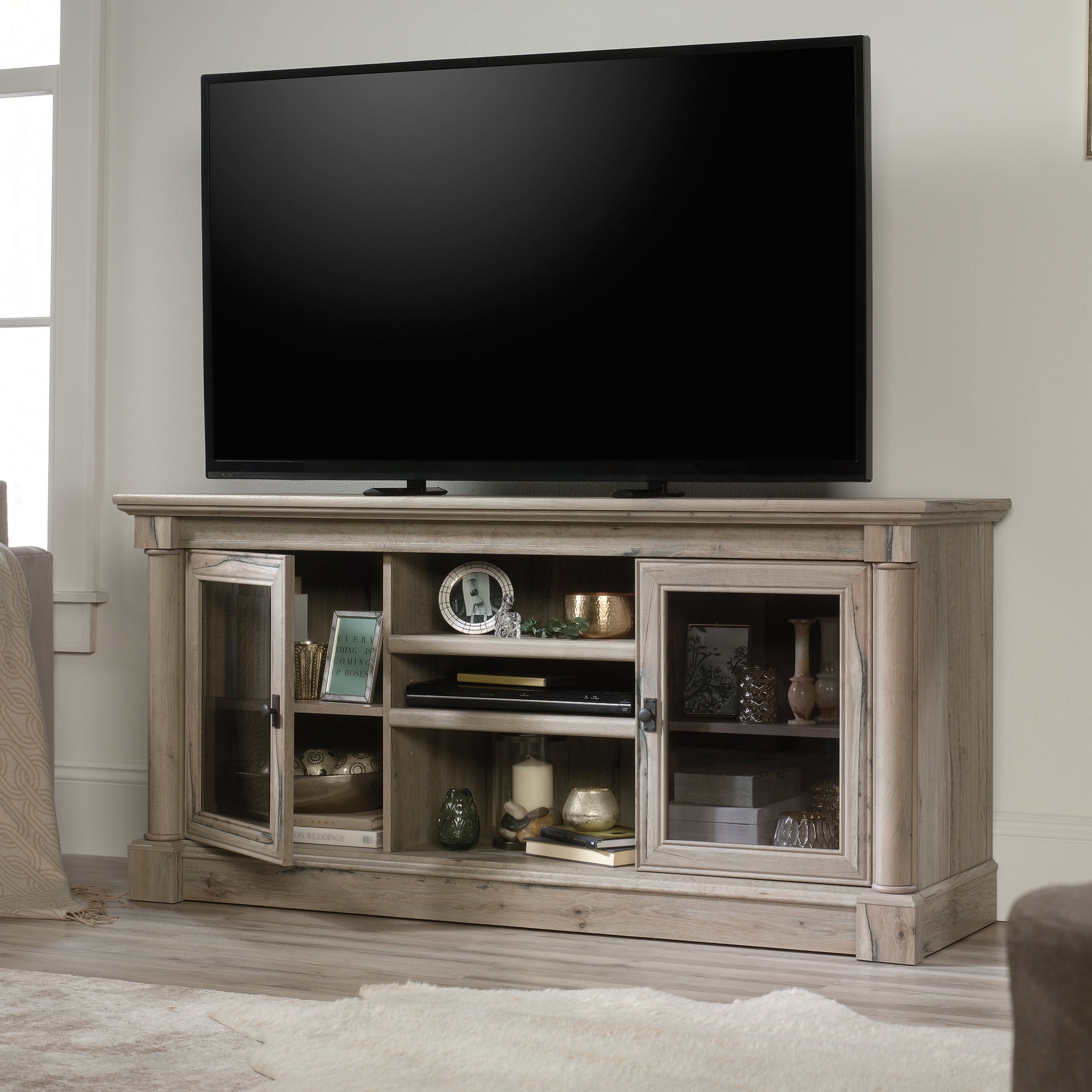 Sauder Palladia Entertainment Credenza, Split Oak Finish