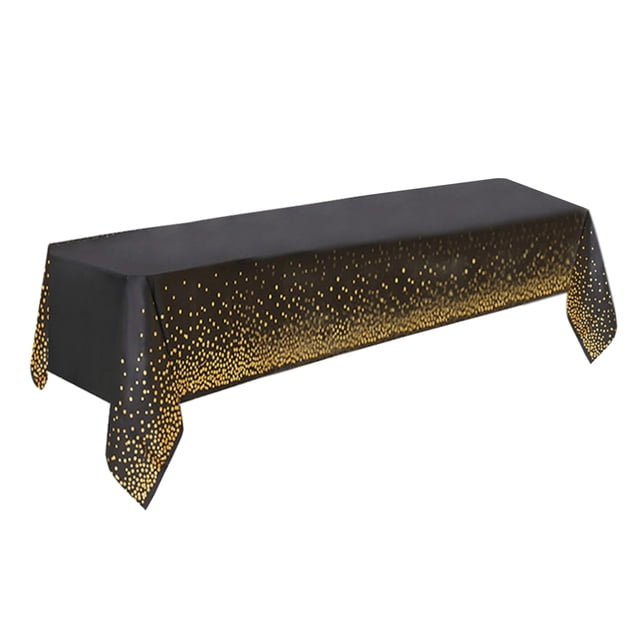 Mantel dorado de 54x108 pulgadas Sunnimix para mesa de boda color negro