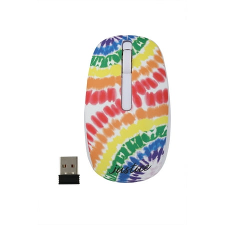 Justice Wireless Compact Portable Mobile Mouse Works With PC and Mac Rainbow