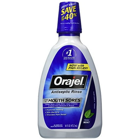 2 Pack - Orajel Antiseptic For All Mouth Sore Rinse, Kills Bacteria - 16 OZ (Best Mouthwash For Removing Bacteria)