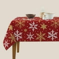 thumbnail image 4 of Dark Red Christmas Square Tablecloth 60x60 Inch Gold White Xmas Snowflake Winter Holiday Theme Decorative Table Cloth Seasonal Rustic Farmhouse for Indoor Party Kitchen Dinner Picnic Decor, 4 of 5
