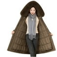 thumbnail image 2 of jtjvou Women's Long Parka with Faux Fur Hood Thicken Puffer Jacket Snow Padded Coat Winter Warm Coats Zip Up Hooded Jackets Brown XXXL, 2 of 5