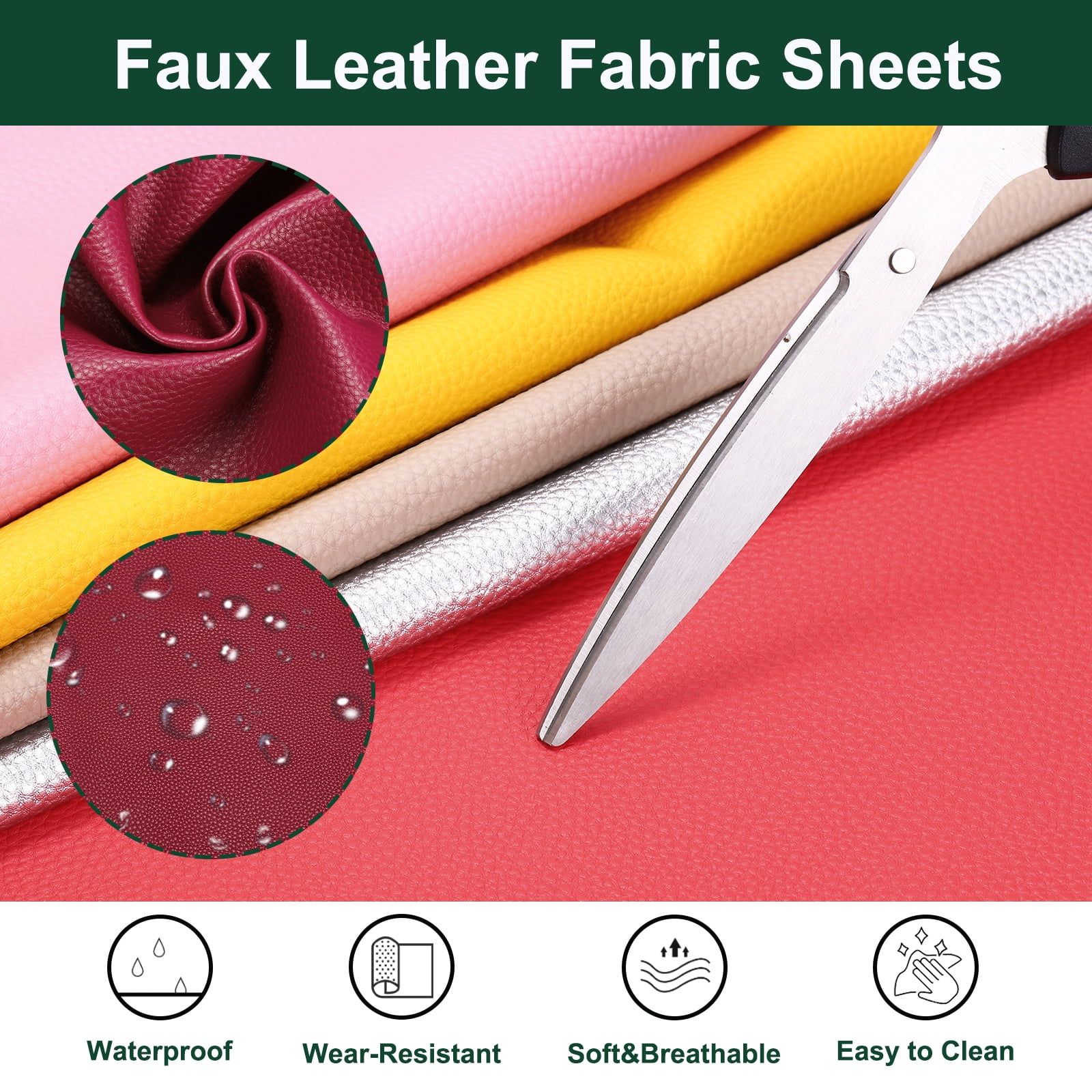 Uxcell Faux Leather Fabric Sheets, 54x36 Inch Waterproof Solid Soft PU Synthetic Leather Sheet for Upholstery Replacement Renovate Sofa Furniture Bag Crafts DIY Sewings(Wine Red)