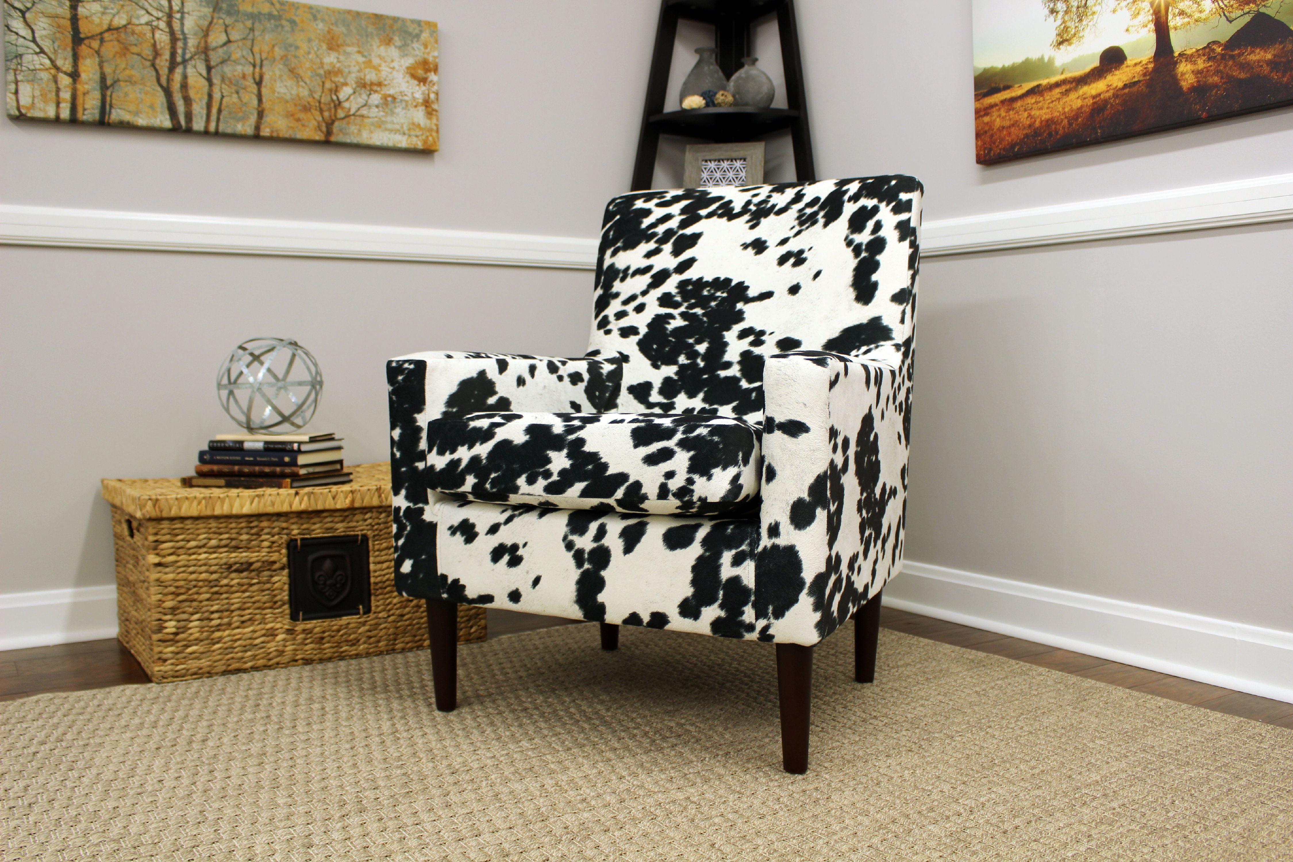 Emma Arm Chair - Cowhide Black - Walmart.com - Walmart.com