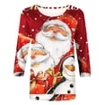thumbnail image 4 of Giftesty Christmas Shirts for Women Fashion Women's Casual Christmas Print Round Neck 3/4 Sleeve T-Shirt Top Blouse, 4 of 5