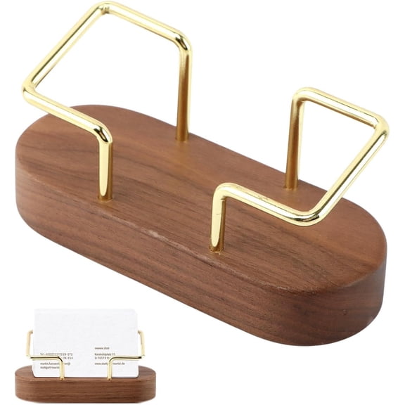 Wood Business Card Holder for Desk Wooden Business Card Display Stand Postcard Holder for Office Home Desktop (Brown)