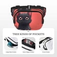 thumbnail image 5 of Honeii Cute Black Kitten Cartoon Print Square Double Layer Waist Bag,Waist Belt Bag Fashion Fanny Women and Men,For Travel Running Hiking Walking, 5 of 9