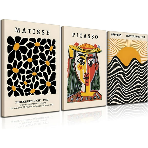 3pcs Boho Wall Art Mid Century Modern Wall Decor Posters Abstract Color Block Geometric Canvas Paintings Prints Colorful Simple Line Pictures for Living Room Bedroom Home Decoration(12x16) (Unframed,