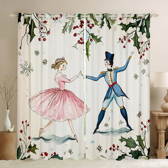 Manfei Pink Dance Girls Black Out Curtains, Ancient Princess Prince Curtains Pack of 2 (42x63 Each), Merry Christmas Festival Bedroom Curtains, Curtains and Drapes Home Decor