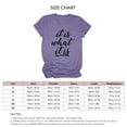 thumbnail image 4 of Camiseta de verano informal suave de manga corta y cuello redondo para mujer, camiseta morada extragrande con letras negras, 4 of 4