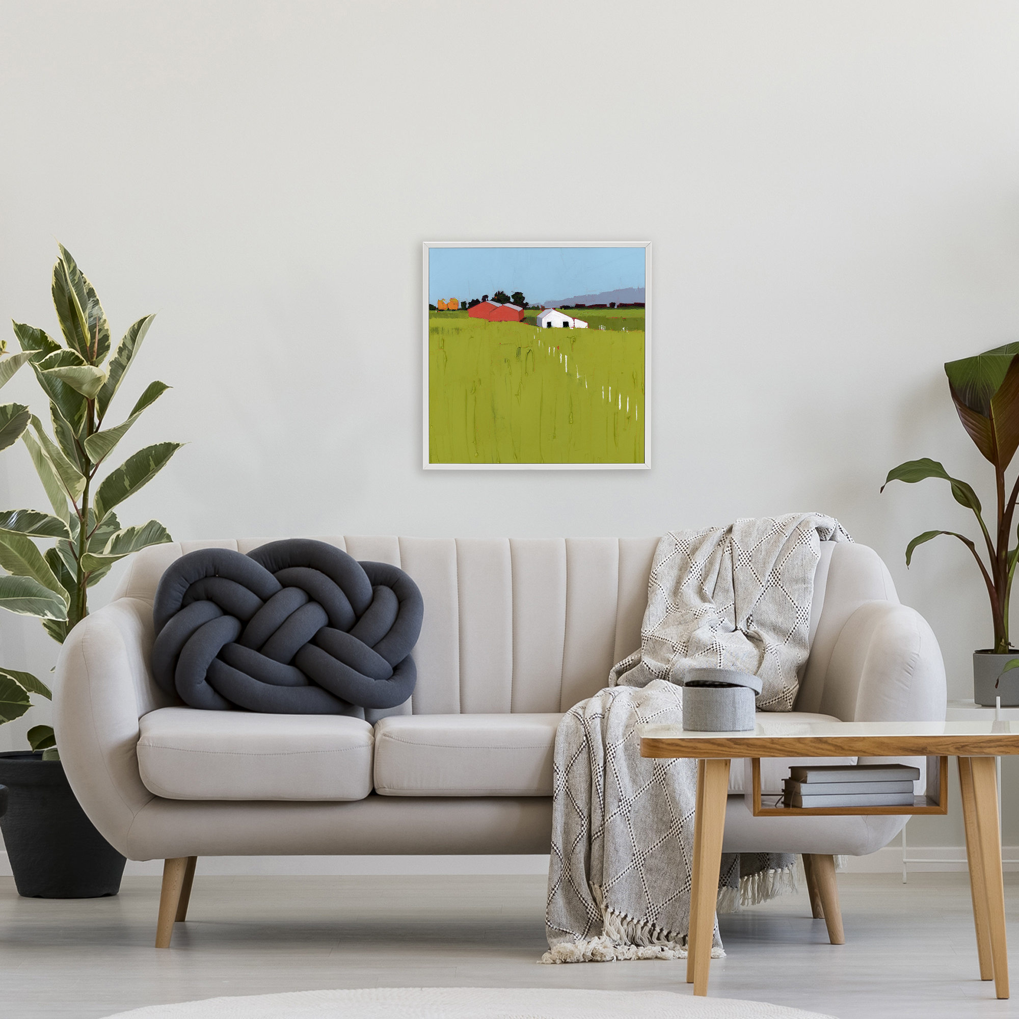 Pastoral Fence Line White Framed Giclee Art, design by Ruth LaGue