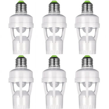 6 Pieces Motion Sensor Light Socket Smart Screw in Bulb Outlet Compatible with E27 Holder Adapter