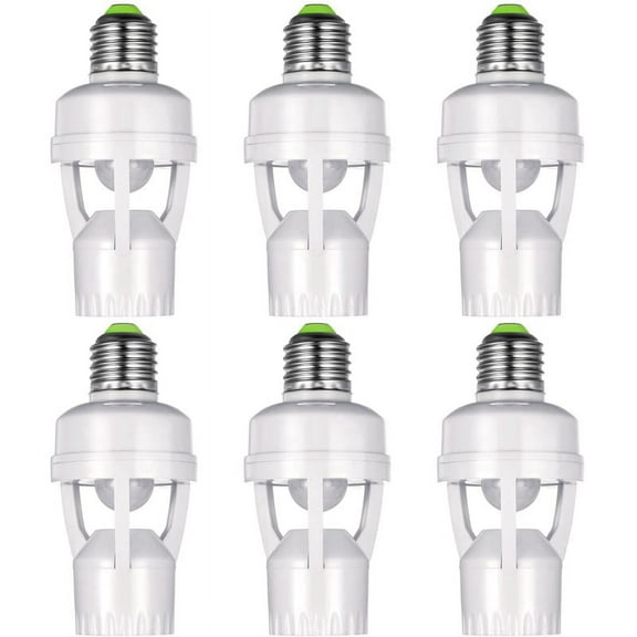 6 Pieces Motion Sensor Light Socket Smart Screw in Light Bulb Outlet Compatible with E27 Light Bulb Holder Adapter