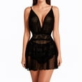 thumbnail image 5 of DAKIMOE Sexy Lingerie for Women Pajamas Set Deep V Neck Sheer Mesh Lace Babydoll Lingerie Dress with Thong 2 Piece for Valentine's Day Anniversary, 5 of 14