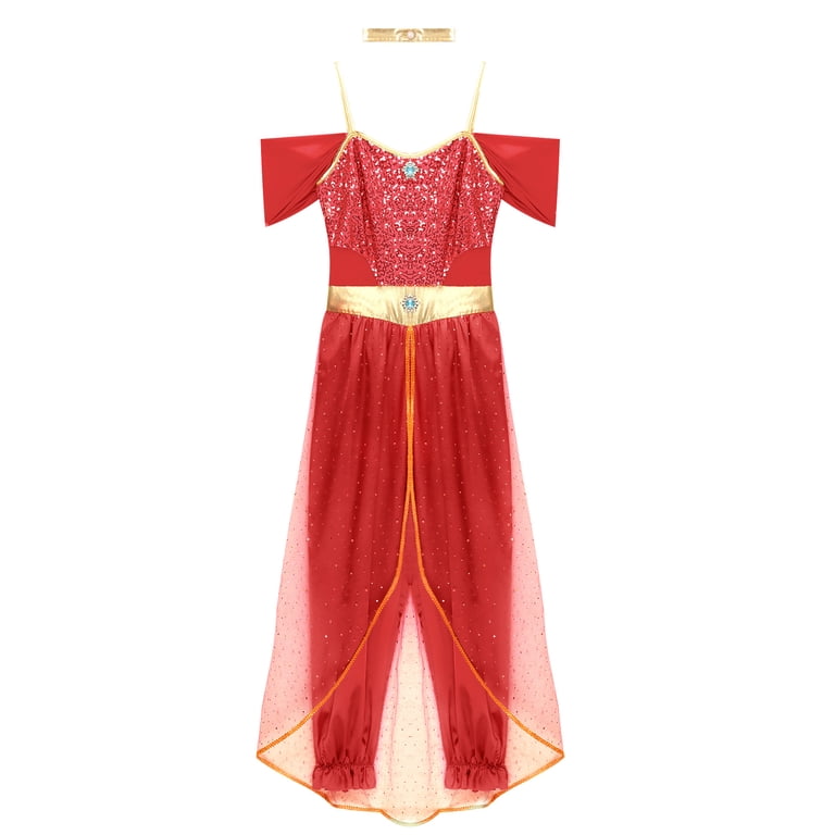 arabian ladies fancy dress YiZYiF Women's Princess Dance Costume Halloween Party Shiny Belly Dance Jumpsuit Red A XXL Size_Guide_Dresses