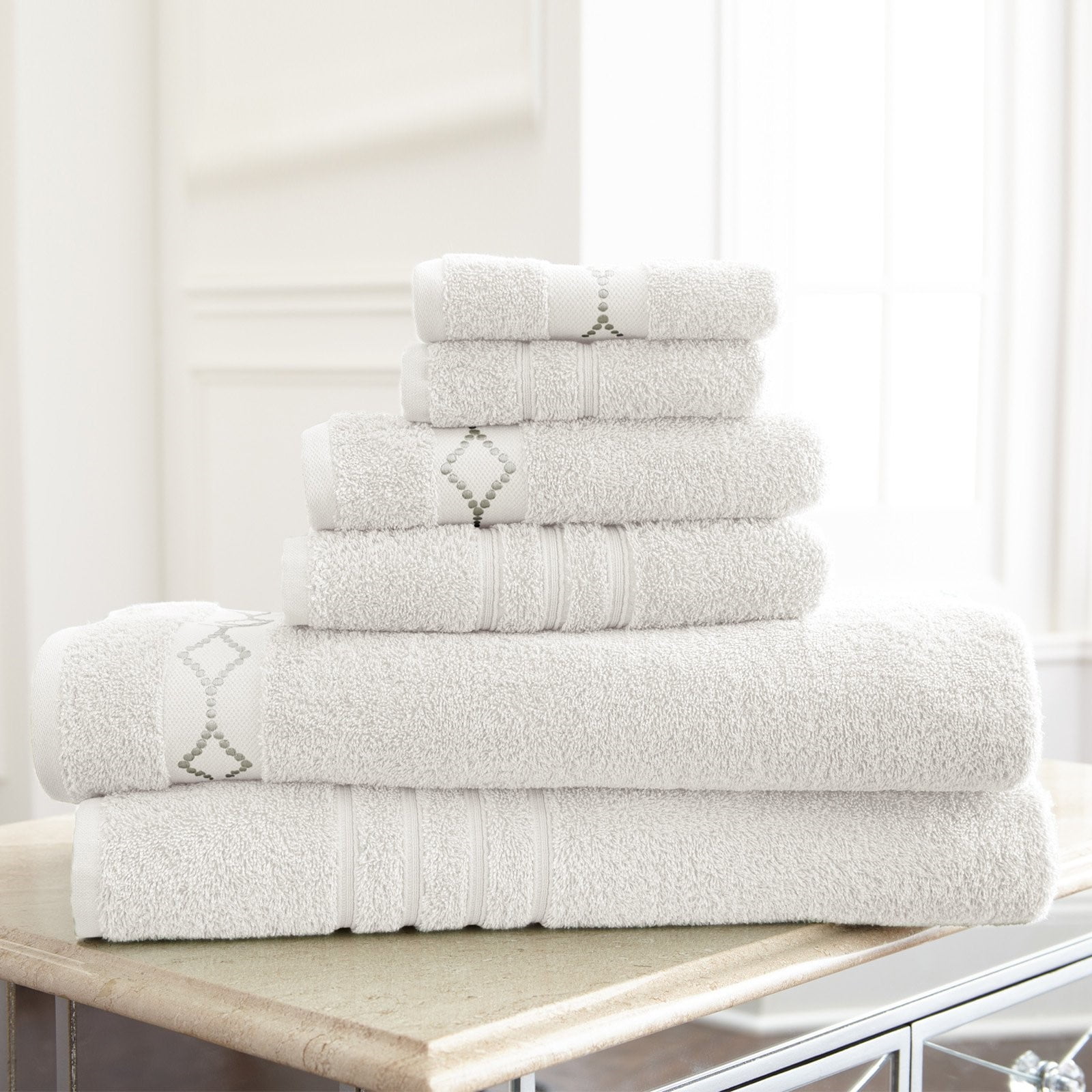 Pacific Coast Textiles Jewel Tone Embroidered 6 Piece Towel Set