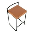 thumbnail image 7 of Fuji Contemporary Stackable Counter Stool In Black With Camel Faux Leather Cushion - Set Of 2, 7 of 7