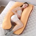 thumbnail image 1 of SHANNA U Shape Pregnancy Pillow Full Body Maternity Pillow for Pregnant Women with Washable Premium Cover for Back Belly Hips Legs (Brown+Camel,fill material is Cotton), 1 of 4