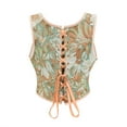 thumbnail image 4 of Womens Vintage Overbust Corsets Retro Floral Shapewear Bustier Corset Tops Lace Up Renaissance Body Shaper Beige, M, 4 of 4