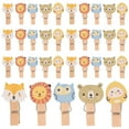 thumbnail image 3 of EeaseCA 100PCS Forest Animals Wood Craft Clips with Twine Photo Clips Clothespin for Hanging Picture, 3 of 8