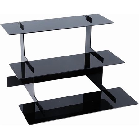 3 Tier Acrylic Display Riser Black Cupcake Stand Corner Retail Table Display Stand Perfume Organizer Nail Polish Holder Rack for Jewelry Cosmetic Minifigures Organize Display Black DIY