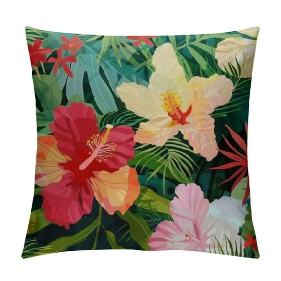 Fenyluxe Farmhouse Decorative Outdoor Throw Pillow Covers for Couch Sofa Bed Hawaiian Tropical Plants Palm Leaf Pillow Cover Modern Decor Pillow Case 12x12in